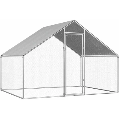 Image of vidaXL Outdoor Chicken Coop Cage Galvanised 2.75 x 2 m