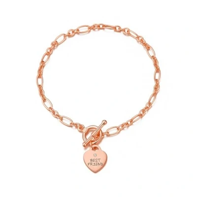 Image of Philip Jones Rose Gold Plated Best Friend Charm Bracelet Created with Zircondia® Crystals