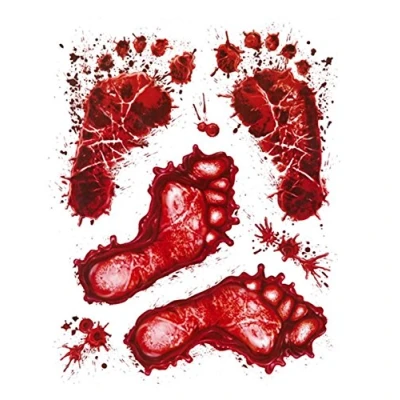 Image of Henbrandt Halloween Window Stickers Footprints Feet Blood Party Decorations Horror Spooky