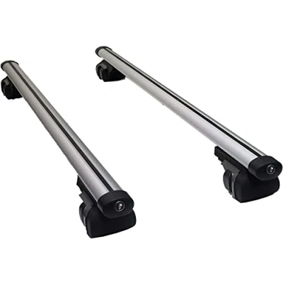 Image of UKB4C Locking Universal Roof Bars Pair to Fit Cars with Raised Running Rails Aluminium