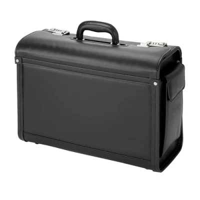 Image of Alassio Genova Pilot Case Multi section 2 Combination Locks Leather look Black Ref 45028