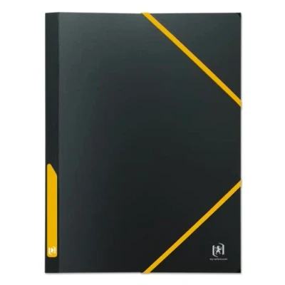 Image of OXFORD Plastic Pouch with 3 Flaps for Students A4 Elastic Back 30 mm Polypropylene Two Tone Cover Black/Yellow