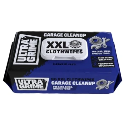 Image of UltraGrime Garage XXL Wipes Heavy Duty 80 Thick Big Cleaning Bike Car Dashboard Cleaner Leather Multi Purpose