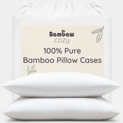 Image of Bamboo Pillow Cases 2 Pack White Standard 50x75 cm Pillows Luxury Case Hotel Bedding Cooling Hypoallergenic Bambaw