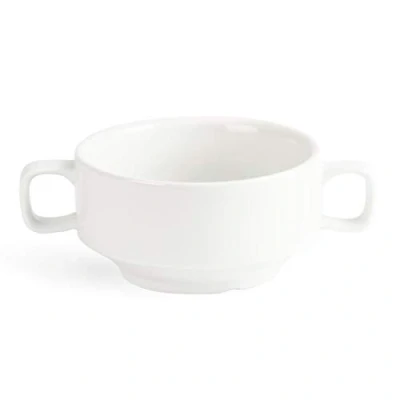 Image of Olympia White Ware Soup Bowls with Handles 400Ml 14Oz Kitchen Dish Tableware 6pc