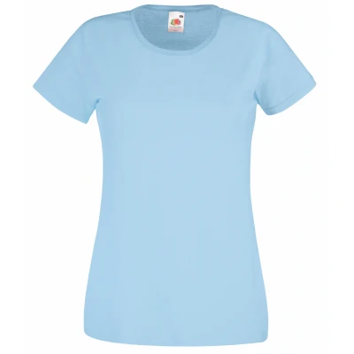 Image of Fruit Of the Loom Ladies/Womens Lady Fit Valueweight Short Sleeve T Shirt (Pack 5) (Sky Blue) Cotton Size Large