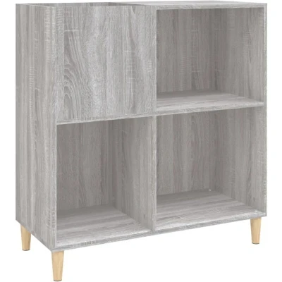 Image of vidaXL Engineered Wood Record Cabinet Stylish Grey Sonoma Vinyl Storage for Living Room and Lounge Area