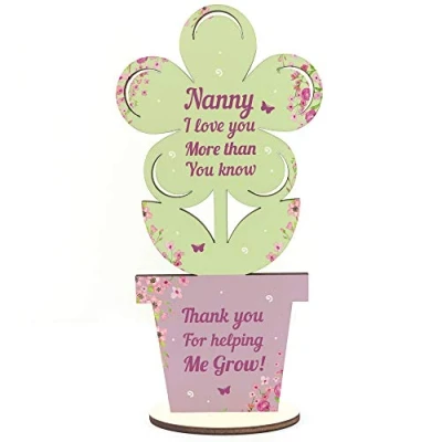 Image of RED OCEAN Nanny Birthday Wooden Flower Grandparent Gift LOVE Keepsake