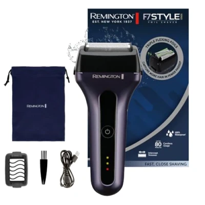 Image of Remington Men&#039;s Electric Shaver [3 fold foil: Fast &amp; Skin Friendly/Wet Dry Usage] Foil F7 (Rechargeable Lithium Battery, Long Hair Trimmer + 3 Day Beard Attachment) F7000