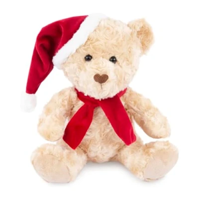 Image of abeec Christmas Bear Plush Toy Soft and Cuddly 25cm Teddy For Kids Boys &amp; Girls