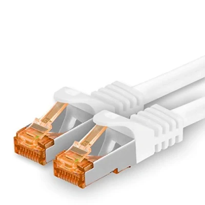 Image of 1aTTack.de Cat.7 Ethernet cable 2m white Cat7 Lan Network 10GBASE T 10000 Mbps SFTP PIMF patchcable RJ45 plug