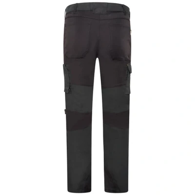 Image of JCB Trade Hybrid Stretch Trouser, 28W 32L Canvas and Fabric Work Trousers Men Branding Details Cordura Knee Pad Pockets Mens Clothes Heavyweight Black