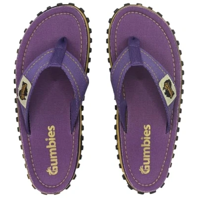 Image of Gumbies Originals Blue Flip Flops Made from Recycled Materials Robust Sole of Car Tyres, Soft Canvas Cotton Footbed, Comfortable Toe Post, Lime Hibiscus, 5 UK