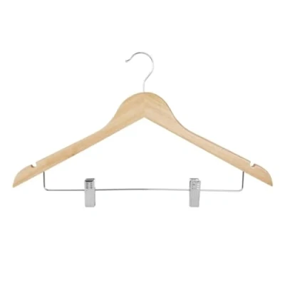 Image of Bolero Wooden Hanger with Anti Slip Clips (10 Pack)