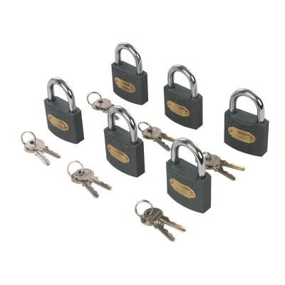 Image of Silverline Iron Padlock Keyed Alike 6pk 50mm