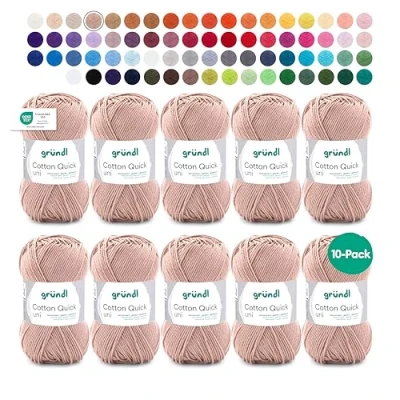 Image of Grundl Hand Knitting Yarn, Cotton, Beige, 10 x 50 g