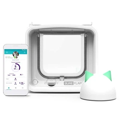 Image of Sure Petcare SureFlap Microchip Cat Flap Connect with Hub, DualScan Technology, RFID Collar Tags and Compatible, Mobile App Control, 4 x AA Batteries Required, Not Included
