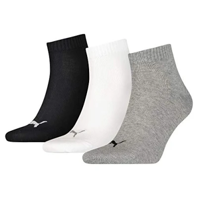 Image of Puma Unisex 3p Quarter Plain Sock, White (White), 2.5 5 UK