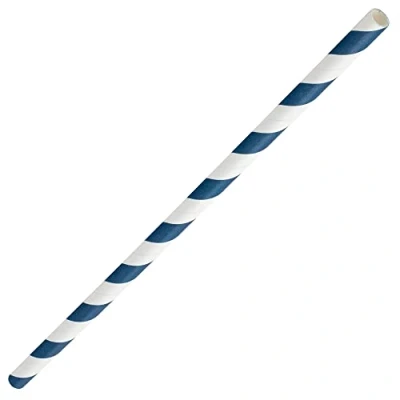 Image of Navy &amp; White Paper Straws 8inch Pack of 250