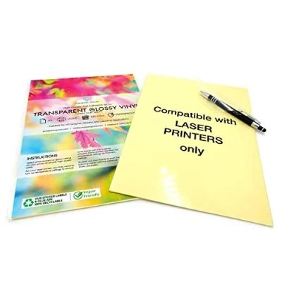 Image of 20 Sheets Waterproof A4 Clear/Transparent Vinyl Glossy Self Adhesive Sticker Quality Laser Printable