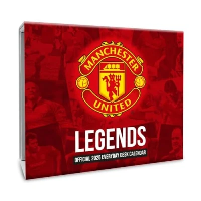 Image of 2025 Calendar Manchester United FC Page to View Football Block Desk Official Product
