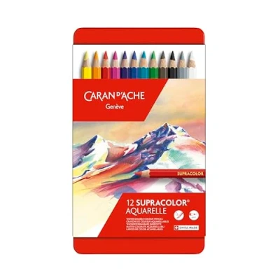 Image of Caran Dache Metal tin with 12 assorted colours