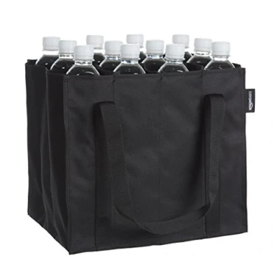Image of Amazon Basics Bottle bag 12 compartments, Black, Solid