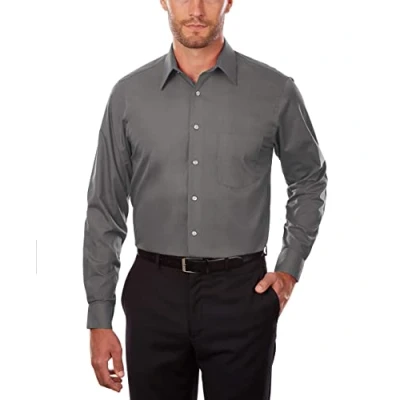 Image of Van Heusen Men&#039;s Tall Fit Dress Shirts Poplin, Grey, 18&quot; Neck 35&quot; 36&quot; Sleeve