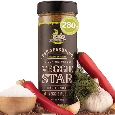 Image of BBQ Moments Vegetable Seasoning Barbecue Veggie Dry Rub Greens Mix For Mushrooms, Greens, Paprika, Seasonings And Spices Grilling, 280g (9.87 Oz)