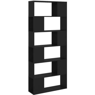 Image of vidaXL Book Cabinet Room Divider Black 80x24x186 cm Engineered Wood
