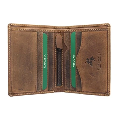 Image of VISCONTI Hunter Compact Oiled Leather Arrow Wallet RFID Blocking 705 Oil Tan