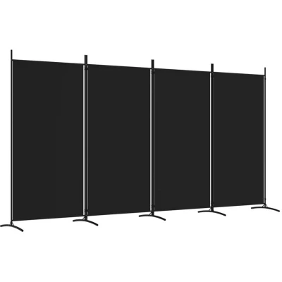 Image of vidaXL 4 Panel Room Divider Black 346x180 cm Fabric