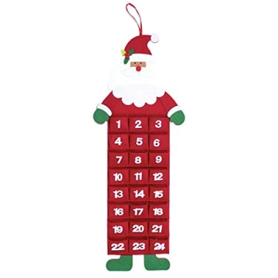 Image of Large Felt Christmas Advent Calendar With Pockets Hanging Decoration (Choose Design) (Felt Santa)