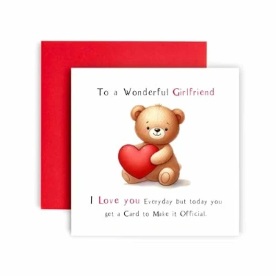 Image of Huxters Cute Birthday Card for Girlfriend Valentine&#039;s Day Bear Heart I Love you Everyday to Prove it Her Women 14.8cm (Girlfriend)