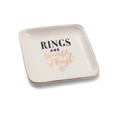 Image of Rings &amp; Sparkly Things Ceramic Trinket Tray Sentimental Gift Idea 280000028