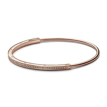 Image of Pandora Rose Gold Signature I D Pavé Bangle 17cm
