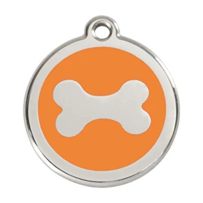 Image of Red Dingo Bone Enamel Dog Tag Orange Medium