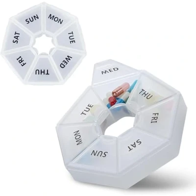 Image of Paylesshub Weekly Travel Pill Box Organiser, BPA Free 7 Day 1 Times a with Snap Shut Design and Large Tablet to Hold Vitamins, Fish Oils, Supplements Medication, Easy Open