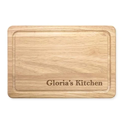 Image of Personalised Custom Name Initials Corner Rectangular Wooden Chopping Cheese Board