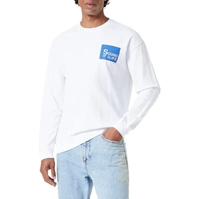 Image of United Colors of Benetton Men&#039;s JERSEY G/C M/L 39DJU102Q LONG SLEEVE CREWNECK SWEATSHIRT, White 101, EL