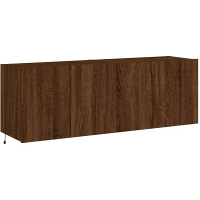 Image of vidaXL TV Wall Cabinets with LED Lights 2 pcs Brown Oak 60x35x41 cm