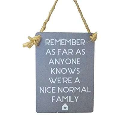 Image of Mini Metal Hanging Sign Remember we are a nice normal family