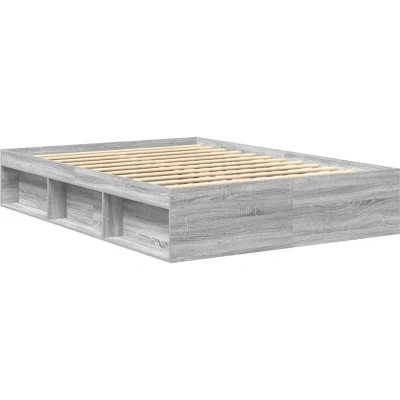 Image of vidaXL Bed Frame without Mattress Grey Sonoma 135x190 cm Double