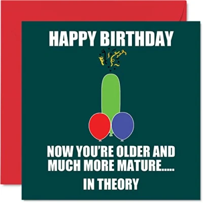 Image of Funny Birthday Cards for Men Women More Mature Rude Card Mum Dad Brother Sister Son Daughter Nan Grandad, 145mm x Banter Joke Humour 30th 40th 50th Bday Greeting