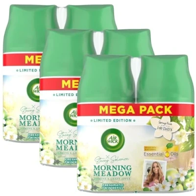 Image of 6 x Air Wick Freshmatic Freshener Refill Morning Meadow Stacey Solomon 250ml (3 Twin Pack)
