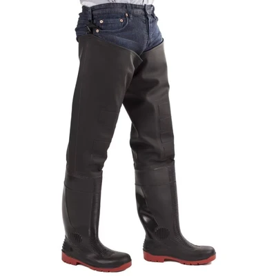 Image of Amblers Mens Rhone Thigh Safety Wader Wellington Boots (10 UK) (Black/Red)