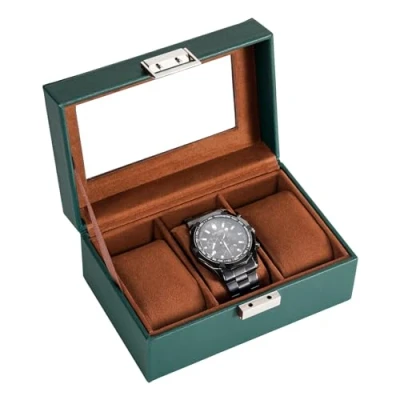Image of ProCase Watch Box for Men, 3 Slot Display Case Mens Organizer, Cases Men Storage, Holder Organizer with Glass Lid Slot, MidnightGreen