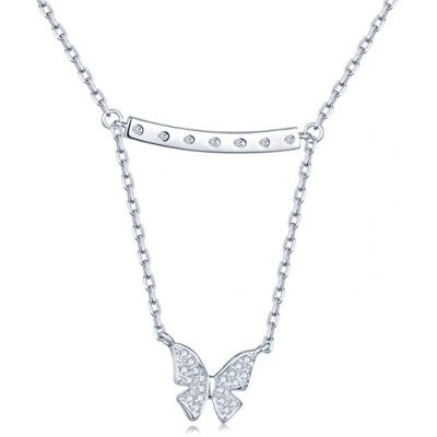 Image of Yumilok Jewelry 925 Sterling Silver Cubic Zirconia Classic Butterfly Pendant Necklace for Women/Girls