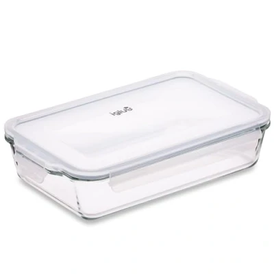 Image of Igluu Meal Prep Glass Lasagne Dish with Airtight Snap Lock Lid Large Rectangular Oven safe Baking BPA Free, Microwavable, Freezer and Dishwasher Ovenware 2.2L (Cook n Freeze)