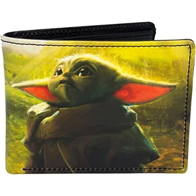 Image of Concept One Star Wars Wallet, Slim Bifold Wallet with Decorative Tin Case, Green, Size, Grogu The Mandalorian Case